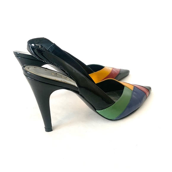 BCBGirls Stiletto Heel Pointed Toe Pump Black Green Red Yellow Slingbacks Shoes - Picture 7 of 12
